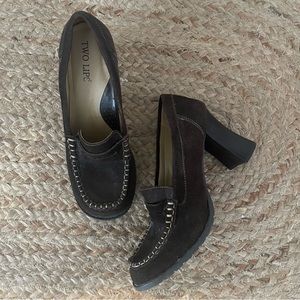 Vintage Suede 90s Y2K Chunky Platform Penny Loafers 🍒